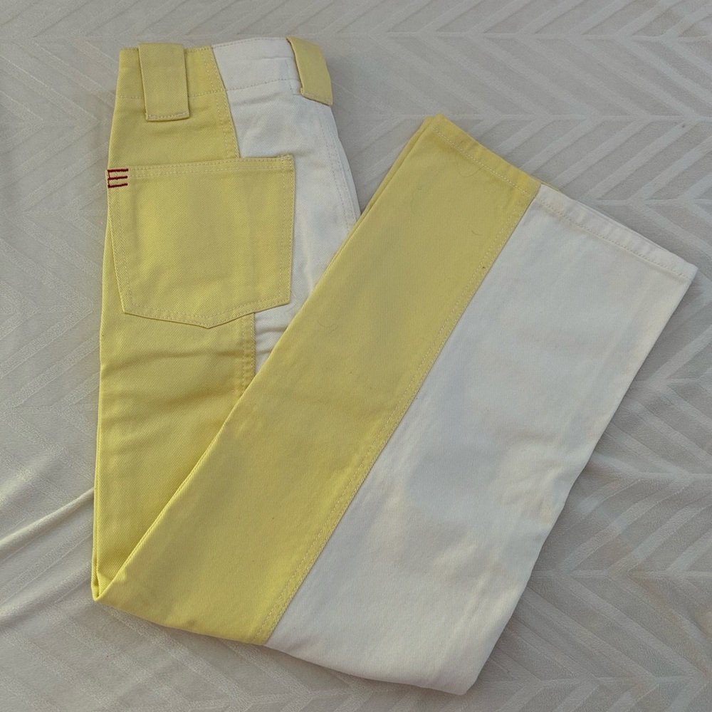 UO Yellow and White Color Block Jeans
